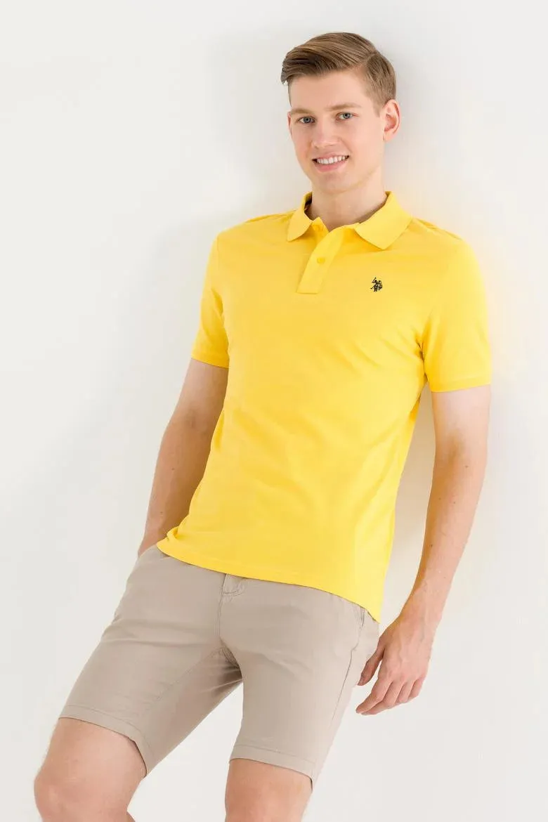 USPA Polo Shirt Men Light Yellow VR004 USPOM181 Single Color Horse US Polo Assn.
