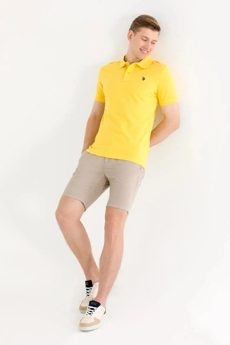 USPA Polo Shirt Men Light Yellow VR004 USPOM181 Single Color Horse US Polo Assn.
