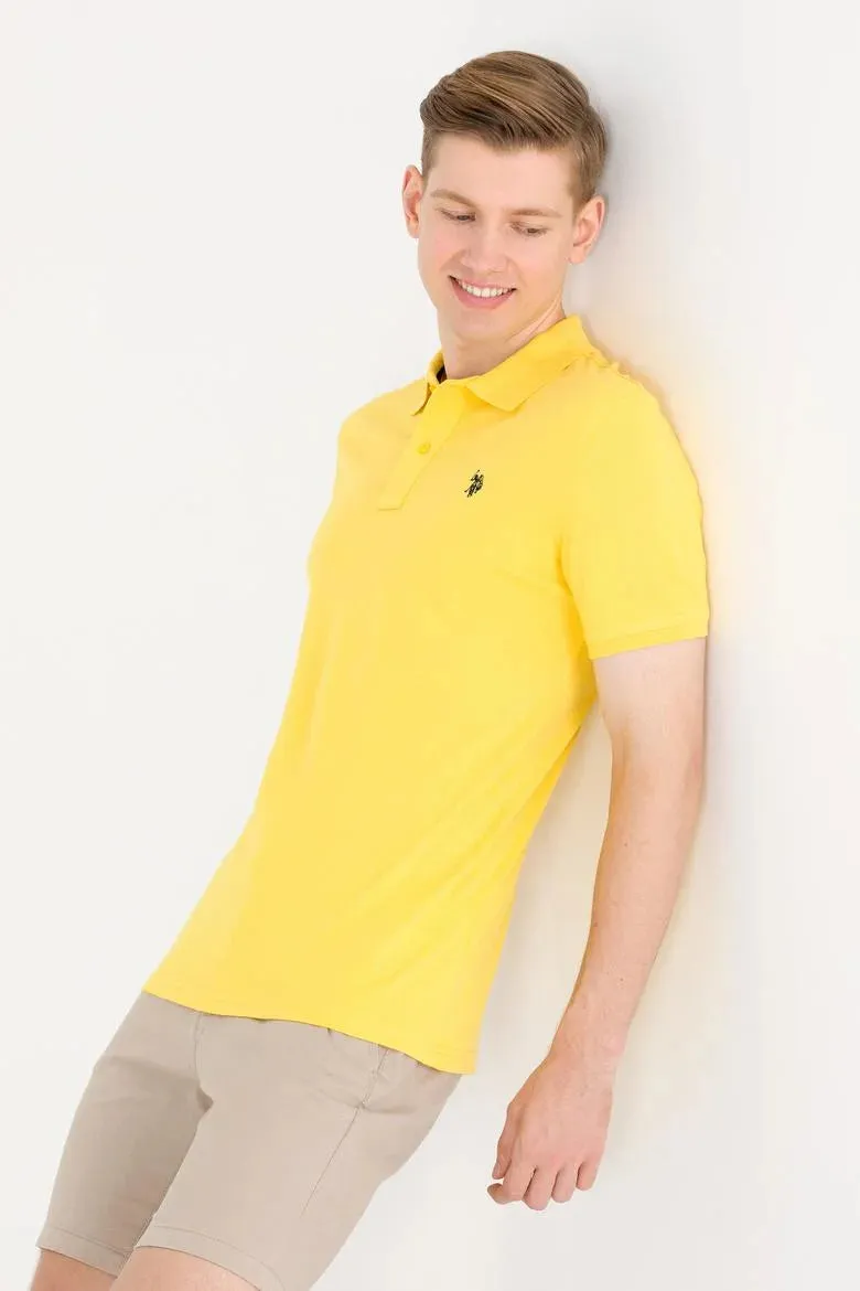 USPA Polo Shirt Men Light Yellow VR004 USPOM181 Single Color Horse US Polo Assn.