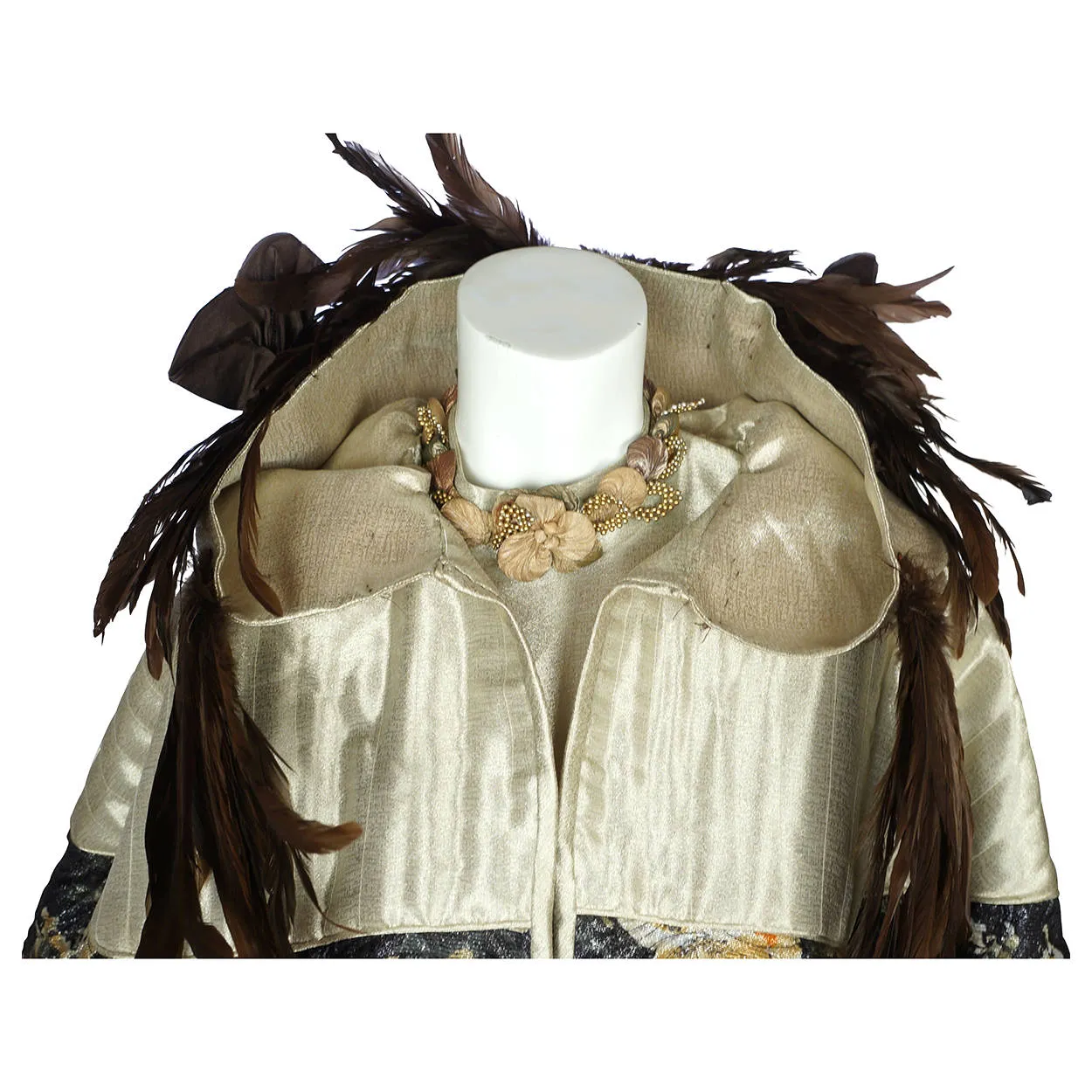Vintage Carnival of Venice Ball Gown Dress with Hooded Coat Exceptional Fabric M