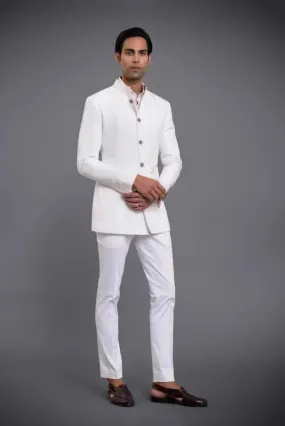 Wedding Special White Bandhgala Jodhpuri Suit, Elegant Jodhpuri Suit for Mens