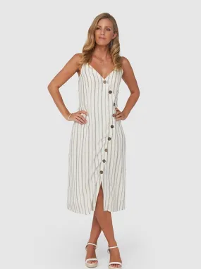 Women's Gold Striped Suspender Dress - Goldie Dress
