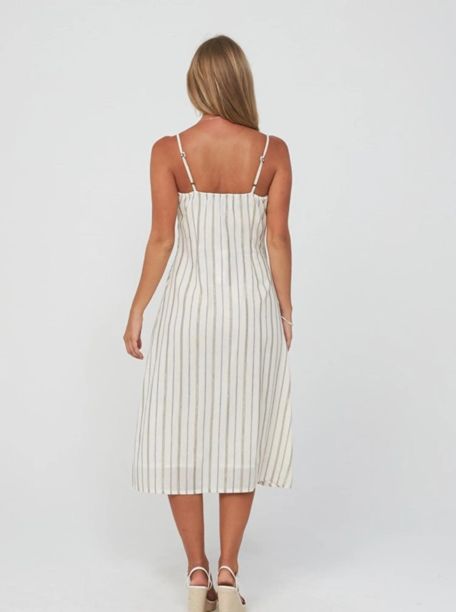 Women's Gold Striped Suspender Dress - Goldie Dress