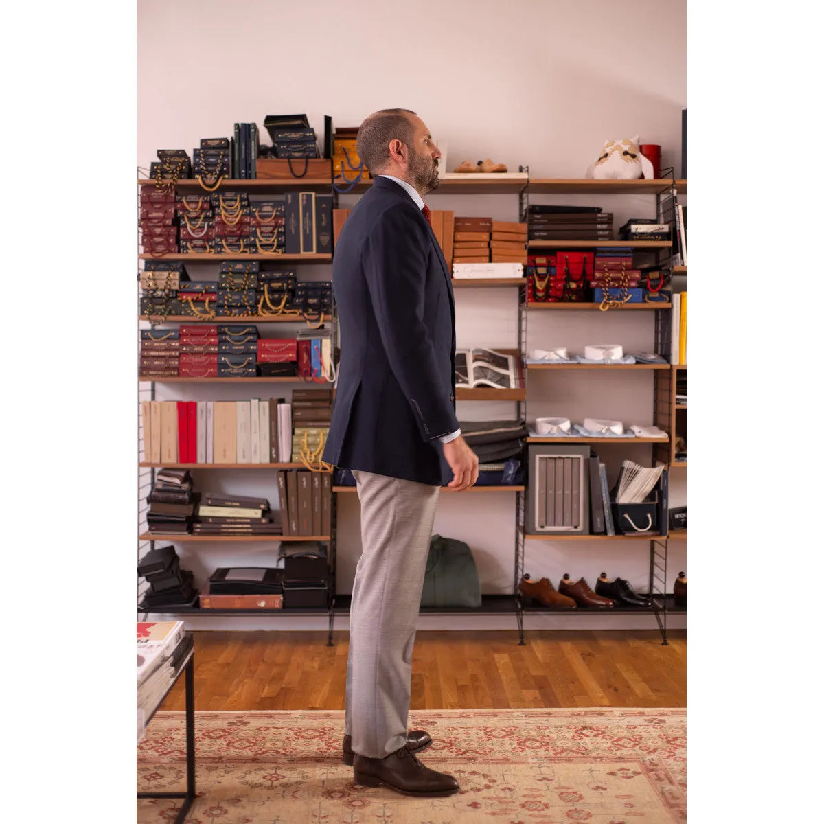 x Sartoria Carrara: Navy sport coat in Minnis Mock Leno 10/11oz