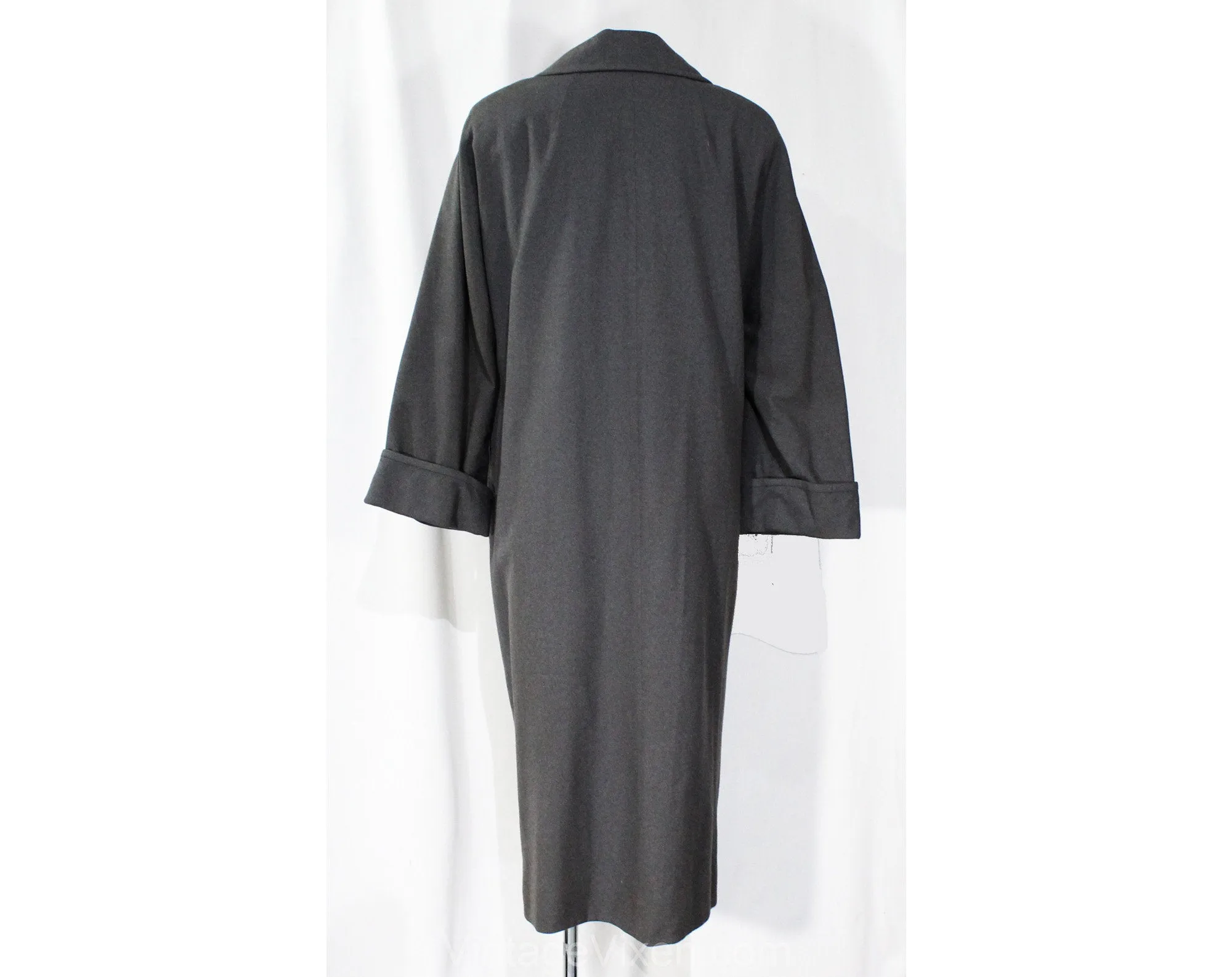 XL Gray 1950s Coat - Sophisticated Size 20 Mid Century Modern Wool Ladies Overcoat - Fall Winter Fine Quality Plus Size Outerwear - Bust 48