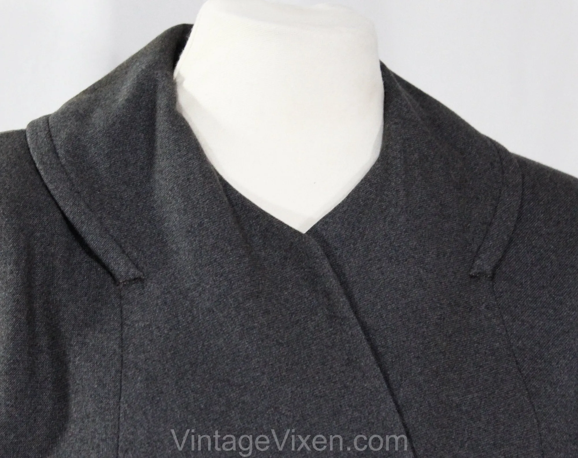 XL Gray 1950s Coat - Sophisticated Size 20 Mid Century Modern Wool Ladies Overcoat - Fall Winter Fine Quality Plus Size Outerwear - Bust 48